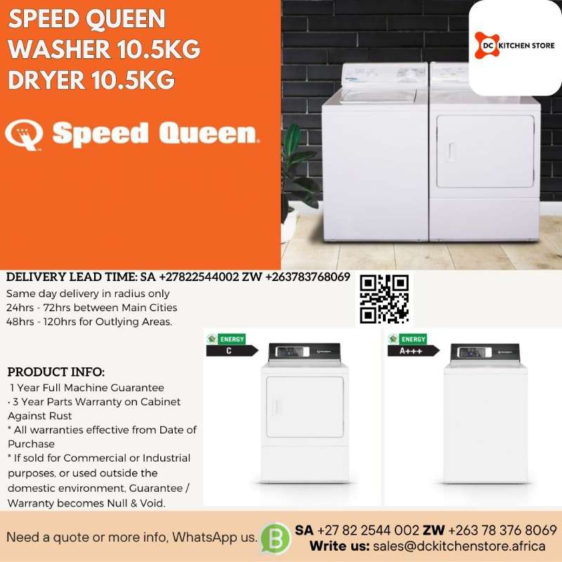 Speed Queen Washer 10.5kg And Dryer 10.5kg