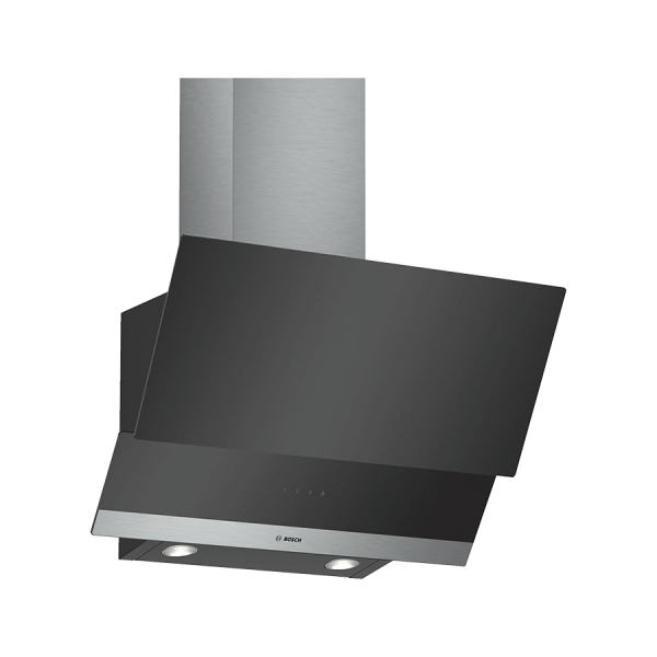 Serie 2 60cm Wall Mounted  Extractor, Black With Glass Canopy Exhaust Or Recirculation  Operation