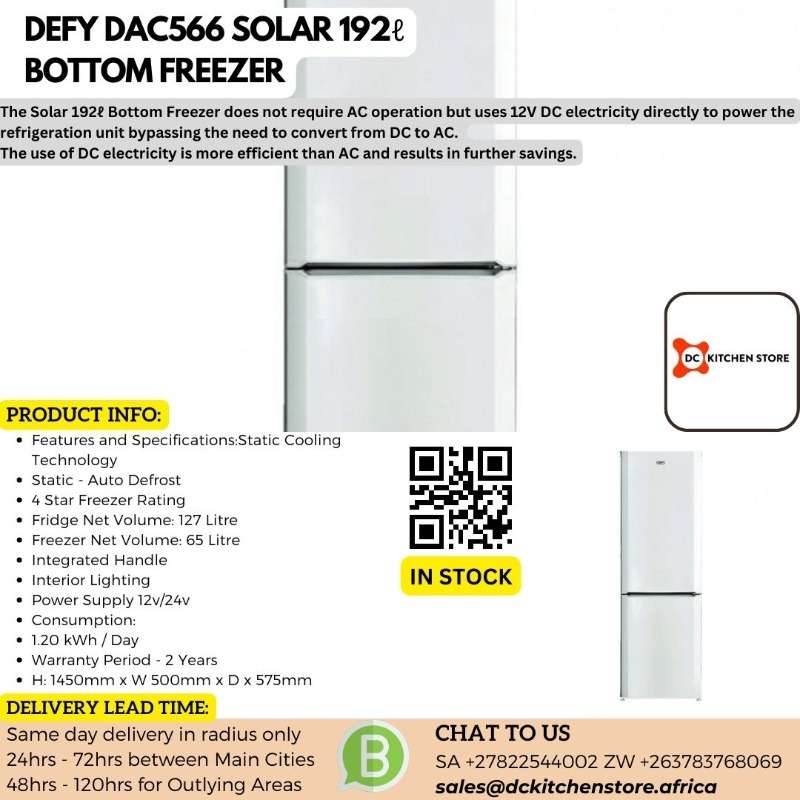 Defy Solar 12v Dc Fridge Freezer - 192l