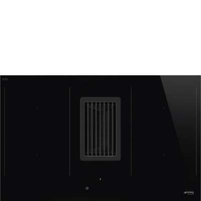 Smeg Hobd482d (black Glass) 90 Cm Combination Induction Hob And Integrated Extractor