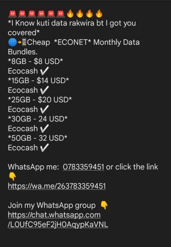 Affordable Econet Monthly Data Bundles