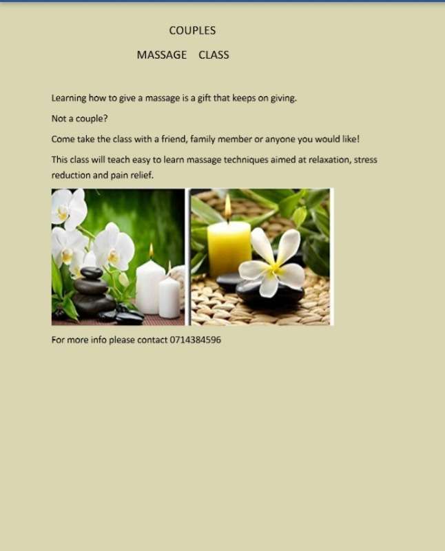 Couples Massage Class And Massage Treatments