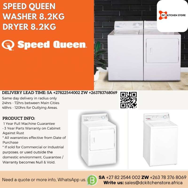 Speed Queen Washer 8.5kg And Dryer 8.5kg