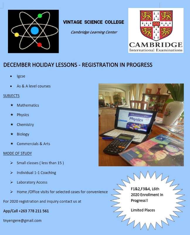 2020 Enrollment In Progress. Cambridge Tuition. Maths, Physics, Chemistry, Biology And Commercials. Call 0778211561 To Register