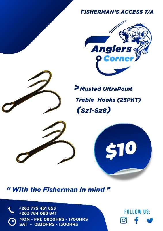 Mustad Treble Hooks (25pkt) Sz2-sz10