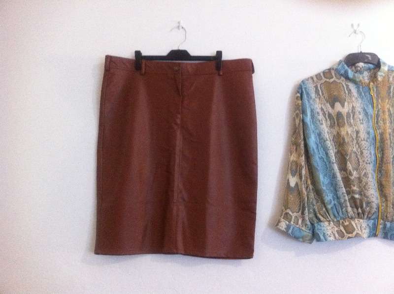 Ladies Zipper Blouse And Pleather Skirt