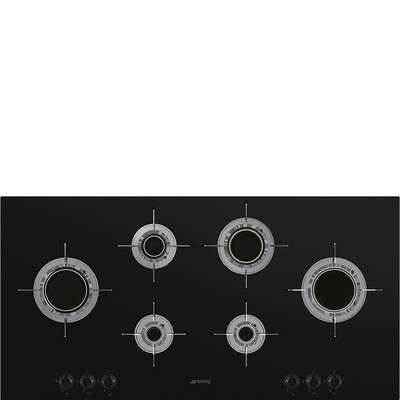 Smeg Hob Pvl6106cn (black Glass) 100 Cm Dolce Stil Novo Laminar Flame Gas Hob