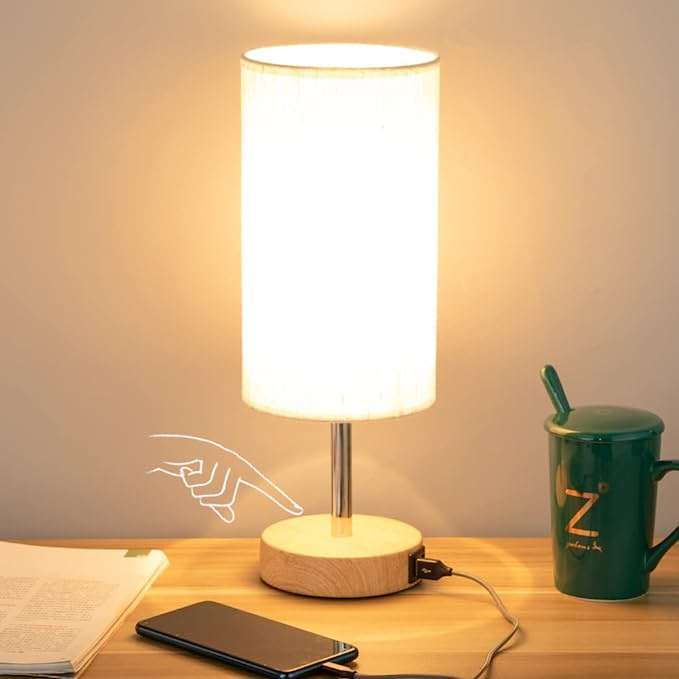Brand New Boxed 3 Way Dimmable Bedside Lamp With Usb Charging Ports And Touch Control