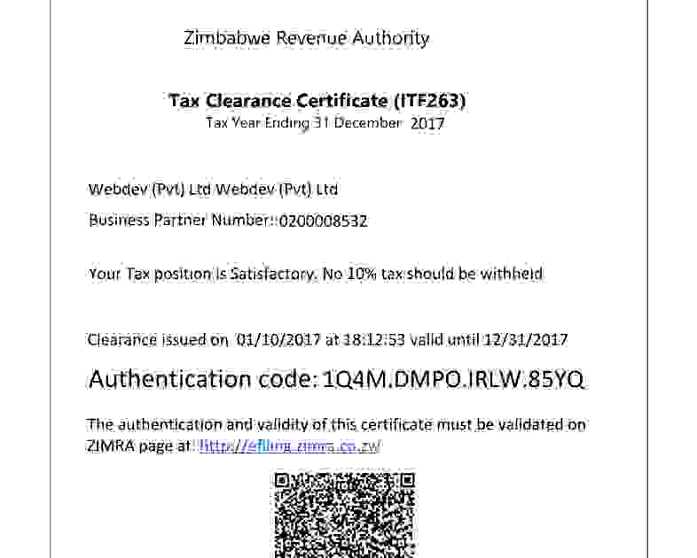 Tax Clearance Certificate Zimexapp Marketplace