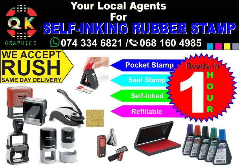 Self-inking Stamps, Name Tags, Invoice Books.