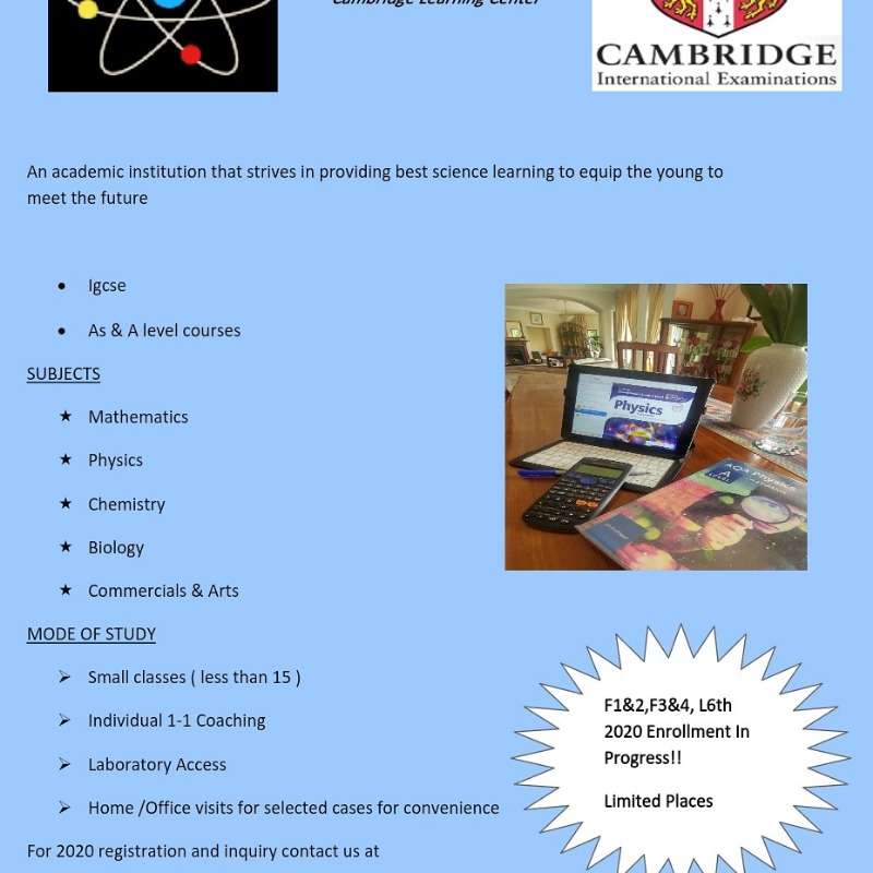 2020 Cambridge Tuition. Science, Arts And Commercials. Call 0778211561