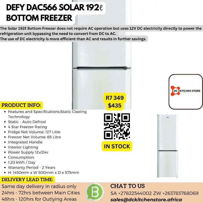 Defy Dac566 Solar 192? Bottom Freezer